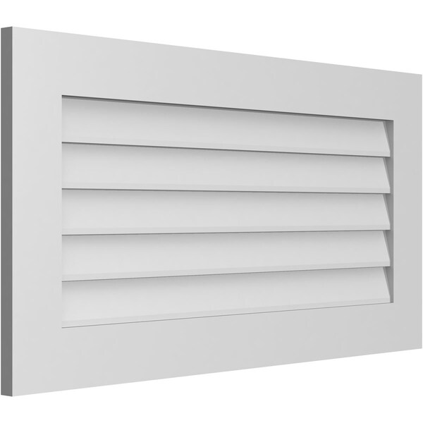 Ekena Millwork Vertical Surface Mount PVC Gable Vent: Non-Functional, w/3-1/2"W x 1"H, Standard Frame, 38"W x 20"H - GVPVE38X2001SN