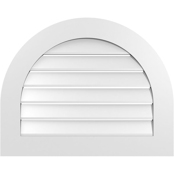 Ekena Millwork Round Top Surface Mount PVC Gable Vent: Functional, w/ 3-1/2"W x 1"P Standard Frame, 30"W x 24"H - GVPRT30X2401SF