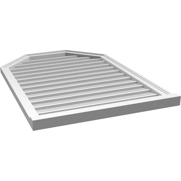 Ekena Millwork Octagonal Top Surface Mount PVC Gable Vent w/ 2"W x 2"P Brickmould Sill Frame, 30"W x 42"H - GVPOT30X4203SN