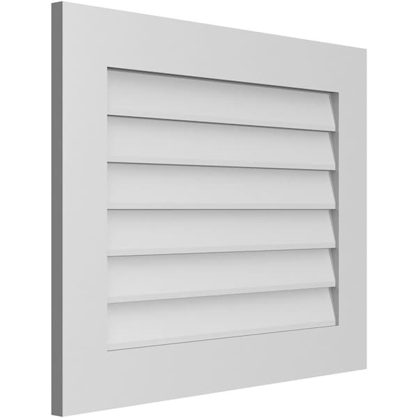 Ekena Millwork Vertical Surface Mount PVC Gable Vent: Non-Functional, w/ 3-1/2"W x 1"P Standard Frame, 30"W x 24"H - GVPVE30X2401SN