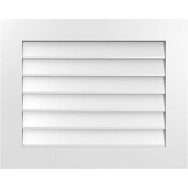Ekena Millwork Vertical Surface Mount PVC Gable Vent: Non-Functional, w/ 3-1/2"W x 1"P Standard Frame, 30"W x 24"H - GVPVE30X2401SN