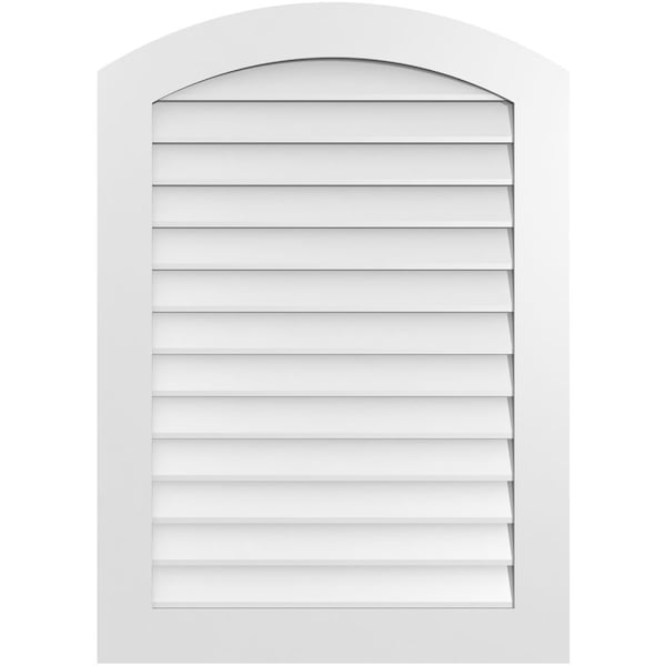 Ekena Millwork Arch Top Surface Mount PVC Gable Vent: Functional, w/ 3-1/2"W x 1"P Standard Frame, 30"W x 42"H - GVPAR30X4201SF