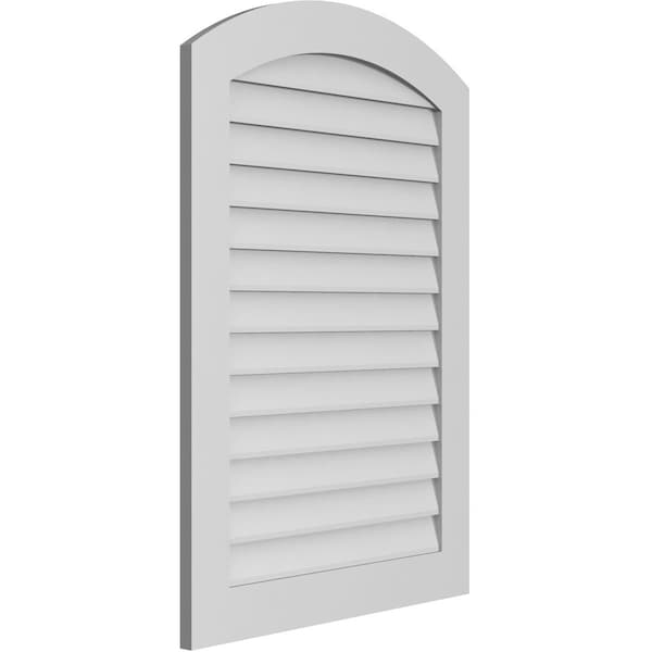 Ekena Millwork Arch Top Surface Mount PVC Gable Vent: Functional, w/ 3-1/2"W x 1"P Standard Frame, 30"W x 42"H - GVPAR30X4201SF