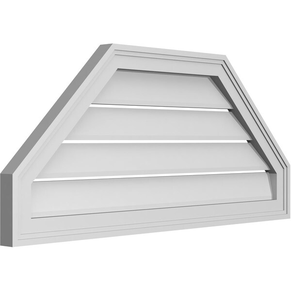 Ekena Millwork Octagonal Top Surface Mount PVC Gable Vent w/ 2"W x 1-1/2"P Brickmould Frame, 36"W x 16"H - GVPOT36X1602SF