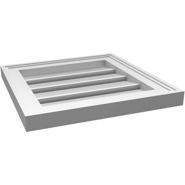 Ekena Millwork Vertical Surface Mount PVC Gable Vent: Functional, w/ 2"W x 1-1/2"P Brickmould Frame, 16"W x 16"H - GVPVE16X1602SF