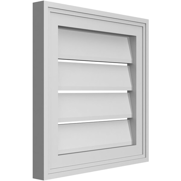 Ekena Millwork Vertical Surface Mount PVC Gable Vent: Functional, w/ 2"W x 1-1/2"P Brickmould Frame, 16"W x 16"H - GVPVE16X1602SF