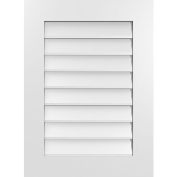 Ekena Millwork Vertical Surface Mount PVC Gable Vent: Non-Functional, w/ 3-1/2"W x 1"P Standard Frame, 22"W x 30"H - GVPVE22X3001SN