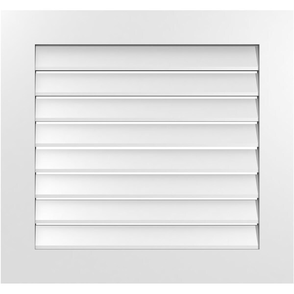 Ekena Millwork Vertical Surface Mount PVC Gable Vent: Functional, w/ 3-1/2"W x 1"P Standard Frame, 30"W x 28"H - GVPVE30X2801SF