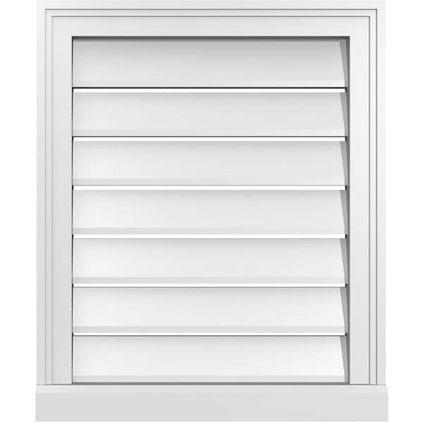 Ekena Millwork Vertical Surface Mount PVC Gable Vent: Functional, w/ 2"W x 2"P Brickmould Sill Frame, 20"W x 24"H - GVPVE20X2403SF
