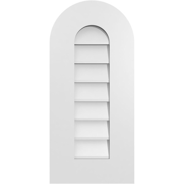 Ekena Millwork Round Top Surface Mount PVC Gable Vent: Non-Functional, w/ 3-1/2"W x 1"P Standard Frame, 12"W x 26"H - GVPRT12X2601SN