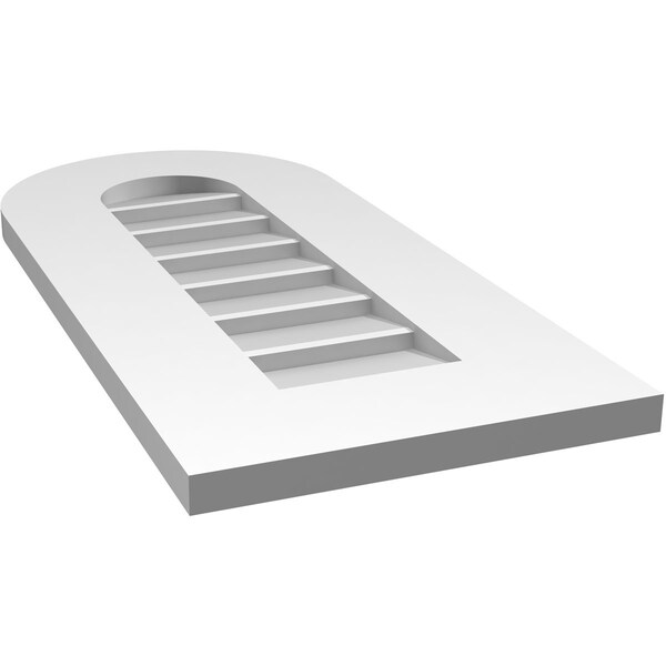Ekena Millwork Round Top Surface Mount PVC Gable Vent: Non-Functional, w/ 3-1/2"W x 1"P Standard Frame, 12"W x 26"H - GVPRT12X2601SN