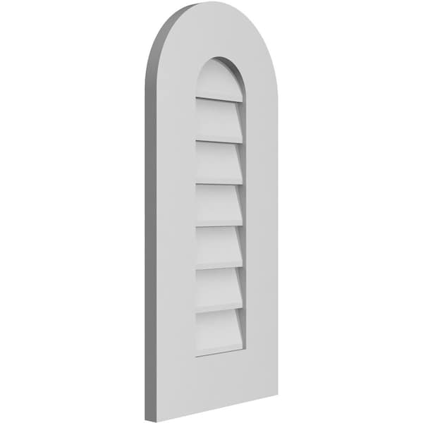 Ekena Millwork Round Top Surface Mount PVC Gable Vent: Non-Functional, w/ 3-1/2"W x 1"P Standard Frame, 12"W x 26"H - GVPRT12X2601SN