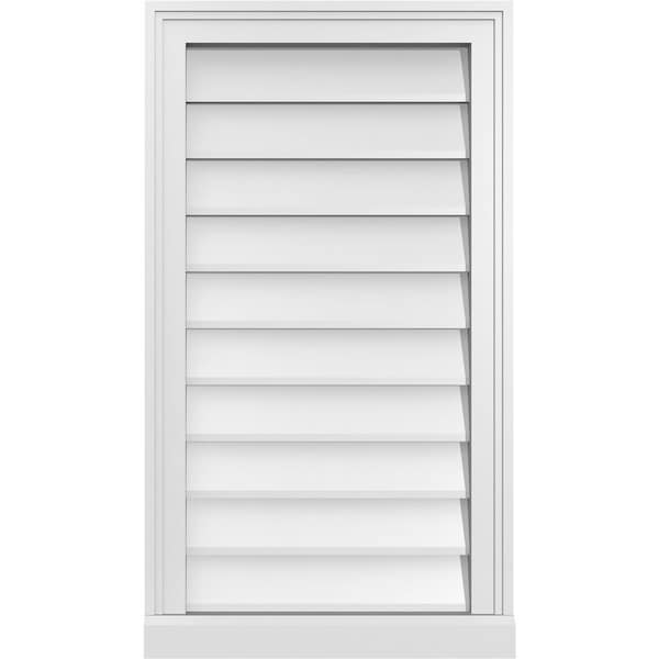 Ekena Millwork Vertical Surface Mount PVC Gable Vent w/ 2"W x 2"H , Brickmould Sill Frame, 18"W x 32"H - GVPVE18X3203SN