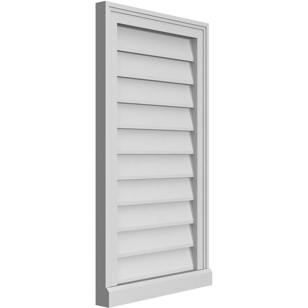 Ekena Millwork Vertical Surface Mount PVC Gable Vent w/ 2"W x 2"H , Brickmould Sill Frame, 18"W x 32"H - GVPVE18X3203SN