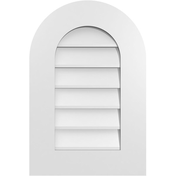 Ekena Millwork Round Top Surface Mount PVC Gable Vent: Non-Functional, w/ 3-1/2"W x 1"P Standard Frame, 16"W x 24"H - GVPRT16X2401SN