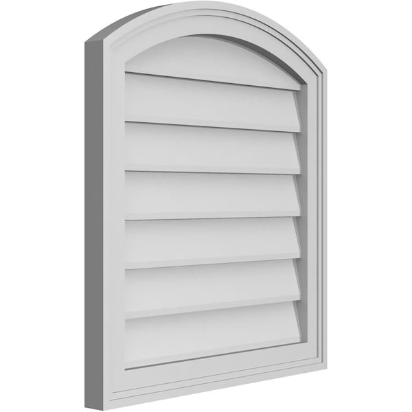 Ekena Millwork Arch Top Surface Mount PVC Gable Vent: Functional, w/ 2"W x 1-1/2"P Brickmould Frame, 22"W x 24"H - GVPAR22X2402SF