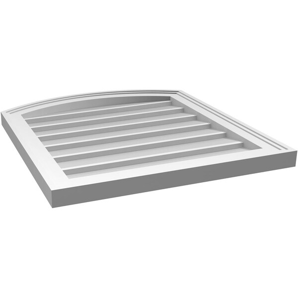 Ekena Millwork Arch Top Surface Mount PVC Gable Vent: Functional, w/ 2"W x 1-1/2"P Brickmould Frame, 22"W x 24"H - GVPAR22X2402SF