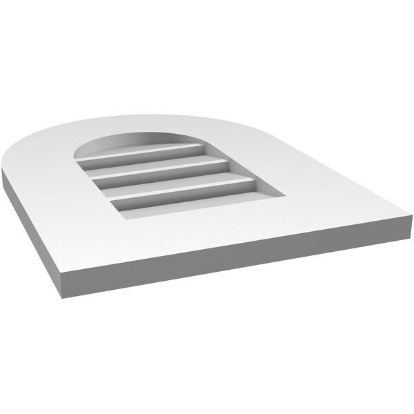 Ekena Millwork Round Top Surface Mount PVC Gable Vent: Functional, w/ 3-1/2"W x 1"P Standard Frame, 14"W x 18"H - GVPRT14X1801SF