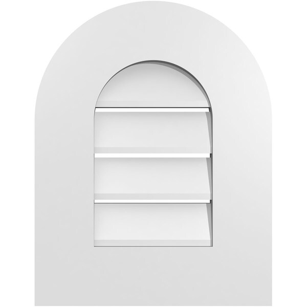 Ekena Millwork Round Top Surface Mount PVC Gable Vent: Functional, w/ 3-1/2"W x 1"P Standard Frame, 14"W x 18"H - GVPRT14X1801SF
