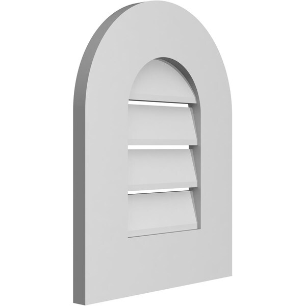 Ekena Millwork Round Top Surface Mount PVC Gable Vent: Functional, w/ 3-1/2"W x 1"P Standard Frame, 14"W x 18"H - GVPRT14X1801SF