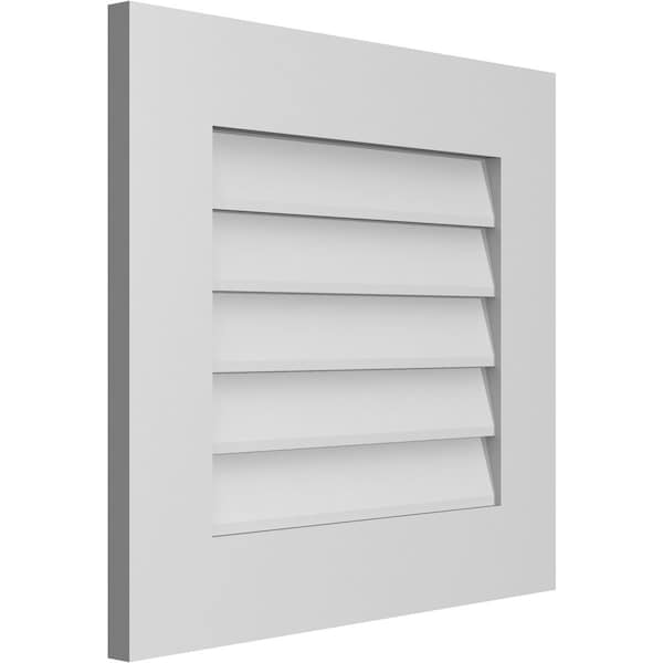 Ekena Millwork Vertical Surface Mount PVC Gable Vent: Non-Functional, w/ 3-1/2"W x 1"P Standard Frame, 22"W x 20"H - GVPVE22X2001SN
