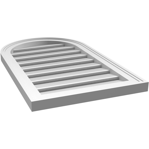 Ekena Millwork Round Top Surface Mount PVC Gable Vent: Functional, w/ 2"W x 1-1/2"P Brickmould Frame, 18"W x 30"H - GVPRT18X3002SF