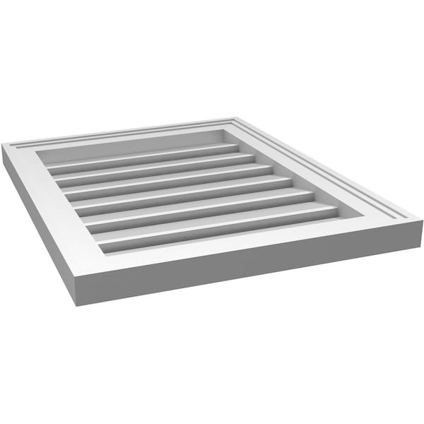 Ekena Millwork Vertical Surface Mount PVC Gable Vent: Functional, w/ 2"W x 1-1/2"P Brickmould Frame, 18"W x 22"H - GVPVE18X2202SF