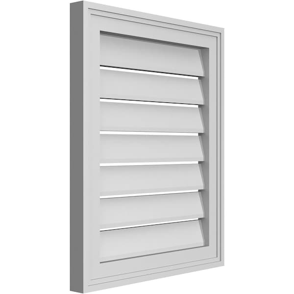 Ekena Millwork Vertical Surface Mount PVC Gable Vent: Functional, w/ 2"W x 1-1/2"P Brickmould Frame, 18"W x 22"H - GVPVE18X2202SF