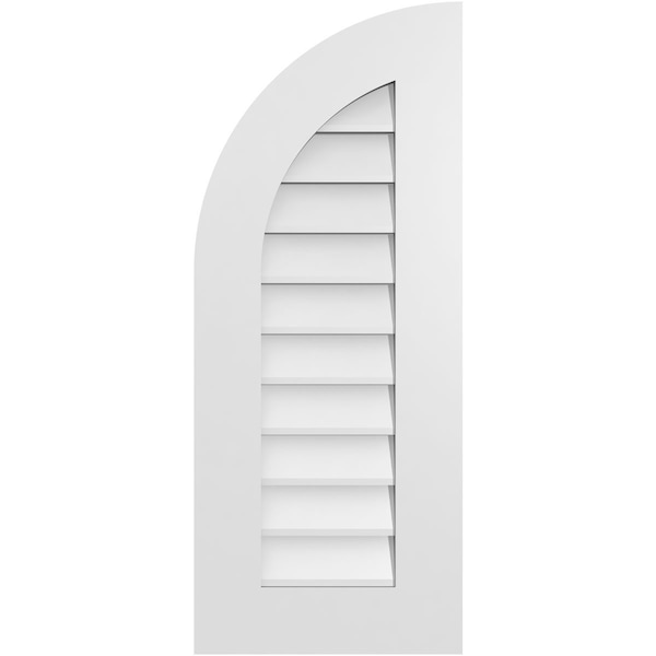 Ekena Millwork Quarter Round Top Left Surface Mount PVC Gable Vent w/ 3-1/2"W x 1"P Standard Frame, 14"W x 34"H - GVPQL14X3401SN