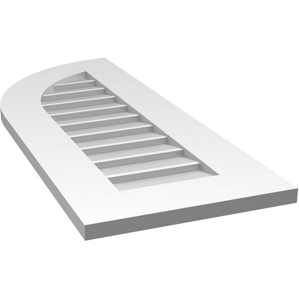 Ekena Millwork Quarter Round Top Left Surface Mount PVC Gable Vent w/ 3-1/2"W x 1"P Standard Frame, 14"W x 34"H - GVPQL14X3401SN