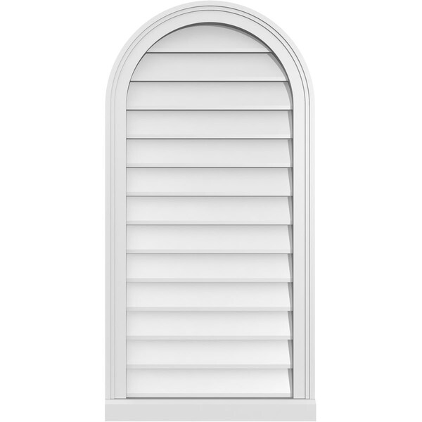 Ekena Millwork Round Top Surface Mount PVC Gable Vent w/ 2"W x 2"P Brickmould Sill Frame, 20"W x 40"H - GVPRT20X4003SN