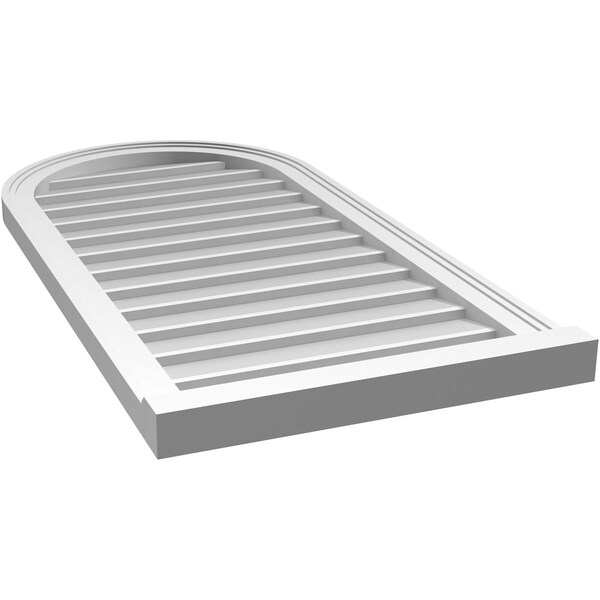 Ekena Millwork Round Top Surface Mount PVC Gable Vent w/ 2"W x 2"P Brickmould Sill Frame, 20"W x 40"H - GVPRT20X4003SN