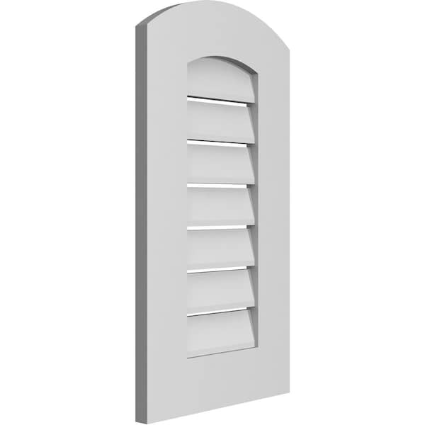 Ekena Millwork Arch Top Surface Mount PVC Gable Vent: Non-Functional, w/ 3-1/2"W x 1"P Standard Frame, 14"W x 24"H - GVPAR14X2401SN