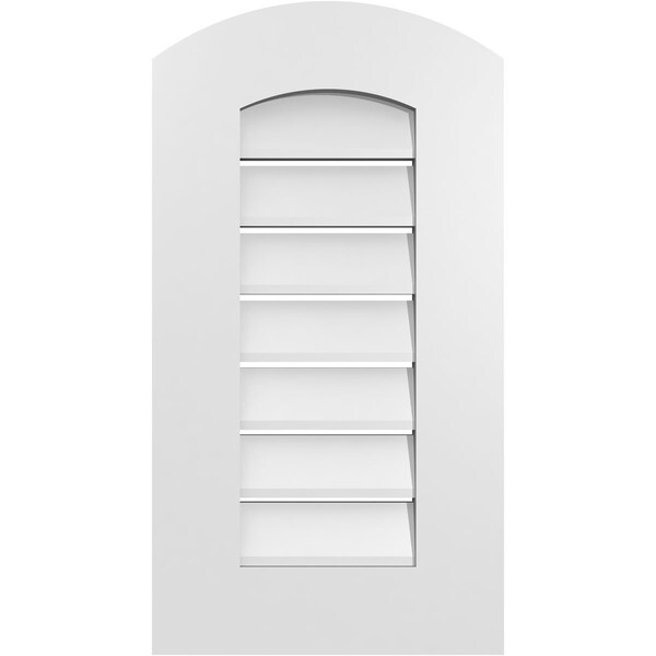 Ekena Millwork Arch Top Surface Mount PVC Gable Vent: Non-Functional, w/ 3-1/2"W x 1"P Standard Frame, 14"W x 24"H - GVPAR14X2401SN