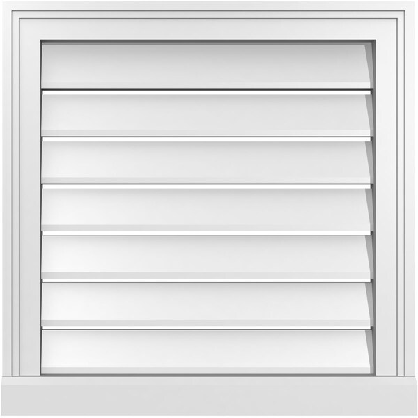 Ekena Millwork Vertical Surface Mount PVC Gable Vent: Functional, w/ 2"W x 2"P Brickmould Sill Frame, 22"W x 22"H - GVPVE22X2203SF