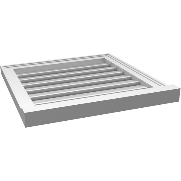 Ekena Millwork Vertical Surface Mount PVC Gable Vent: Functional, w/ 2"W x 2"P Brickmould Sill Frame, 22"W x 22"H - GVPVE22X2203SF