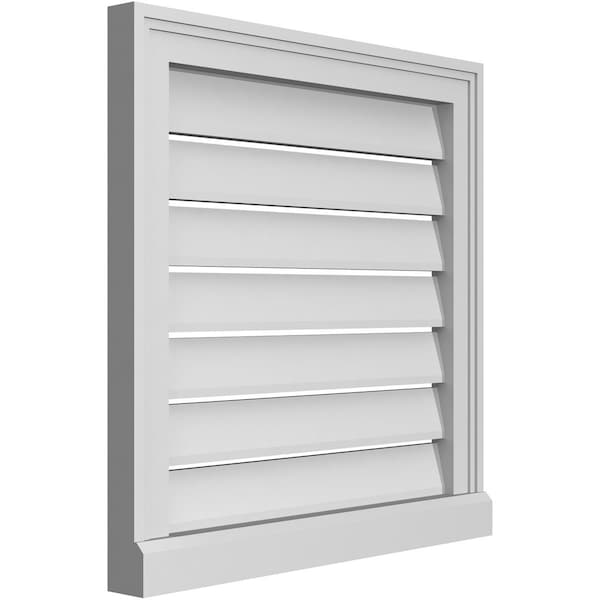 Ekena Millwork Vertical Surface Mount PVC Gable Vent: Functional, w/ 2"W x 2"P Brickmould Sill Frame, 22"W x 22"H - GVPVE22X2203SF