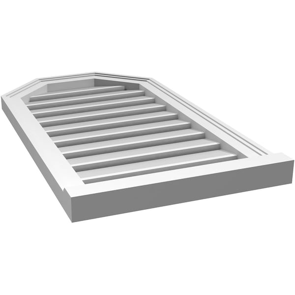 Ekena Millwork Octagonal Top Surface Mount PVC Gable Vent w/ 2"W x 2"P Brickmould Sill Frame, 18"W x 32"H - GVPOT18X3203SF