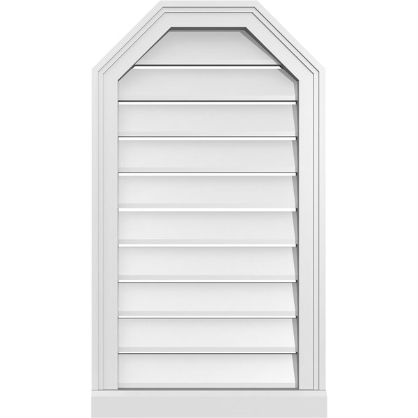 Ekena Millwork Octagonal Top Surface Mount PVC Gable Vent w/ 2"W x 2"P Brickmould Sill Frame, 18"W x 32"H - GVPOT18X3203SF