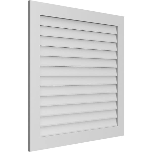 Ekena Millwork Vertical Surface Mount PVC Gable Vent: Non-Functional, w/3-1/2"W x 1"H, Standard Frame, 42"W x 40"H - GVPVE42X4001SN
