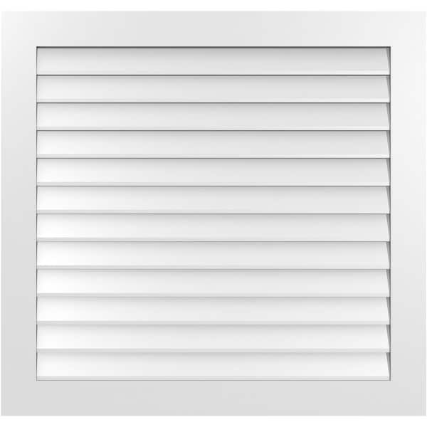 Ekena Millwork Vertical Surface Mount PVC Gable Vent: Non-Functional, w/3-1/2"W x 1"H, Standard Frame, 42"W x 40"H - GVPVE42X4001SN