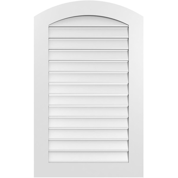Ekena Millwork Arch Top Surface Mount PVC Gable Vent: Non-Functional, w/ 3-1/2"W x 1"P Standard Frame, 26"W x 40"H - GVPAR26X4001SN