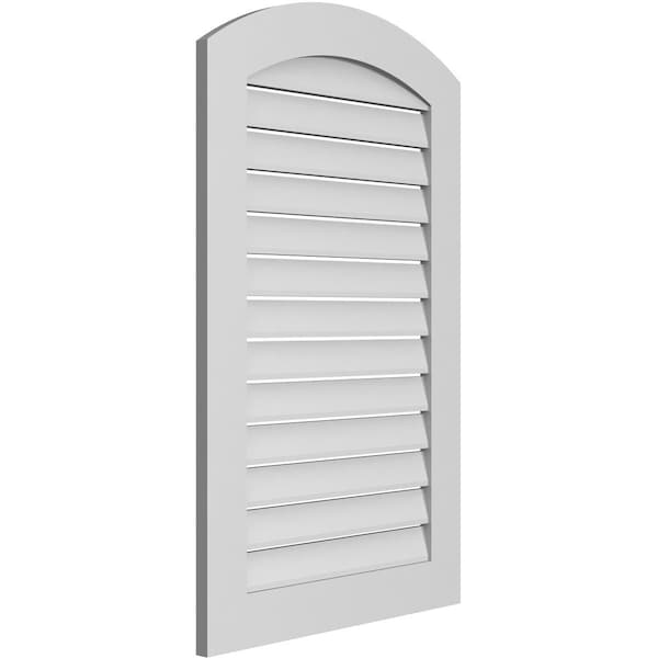 Ekena Millwork Arch Top Surface Mount PVC Gable Vent: Non-Functional, w/ 3-1/2"W x 1"P Standard Frame, 26"W x 40"H - GVPAR26X4001SN