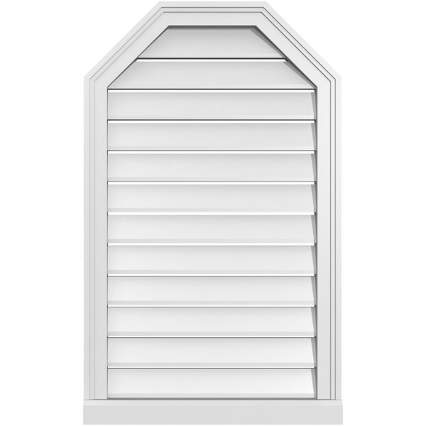 Ekena Millwork Octagonal Top Surface Mount PVC Gable Vent w/ 2"W x 2"P Brickmould Sill Frame, 22"W x 36"H - GVPOT22X3603SF