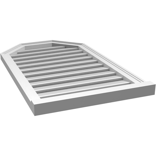 Ekena Millwork Octagonal Top Surface Mount PVC Gable Vent w/ 2"W x 2"P Brickmould Sill Frame, 22"W x 36"H - GVPOT22X3603SF