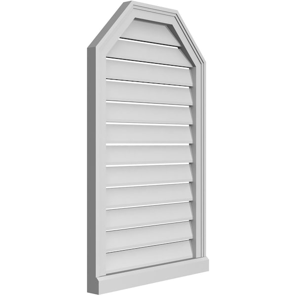 Ekena Millwork Octagonal Top Surface Mount PVC Gable Vent w/ 2"W x 2"P Brickmould Sill Frame, 22"W x 36"H - GVPOT22X3603SF
