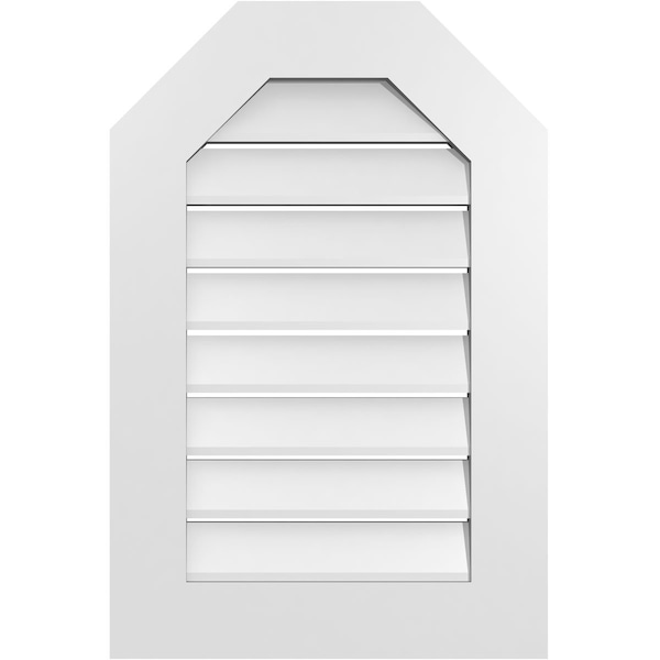 Ekena Millwork Octagonal Top Surface Mount PVC Gable Vent: Functional, w/ 3-1/2"W x 1"P Standard Frame, 20"W x 30"H - GVPOT20X3001SF