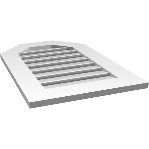 Ekena Millwork Octagonal Top Surface Mount PVC Gable Vent: Functional, w/ 3-1/2"W x 1"P Standard Frame, 20"W x 30"H - GVPOT20X3001SF