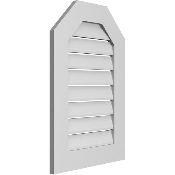 Ekena Millwork Octagonal Top Surface Mount PVC Gable Vent: Functional, w/ 3-1/2"W x 1"P Standard Frame, 20"W x 30"H - GVPOT20X3001SF