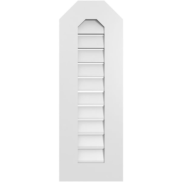 Ekena Millwork Octagonal Top Surface Mount PVC Gable Vent: Functional, w/ 3-1/2"W x 1"P Standard Frame, 12"W x 34"H - GVPOT12X3401SF